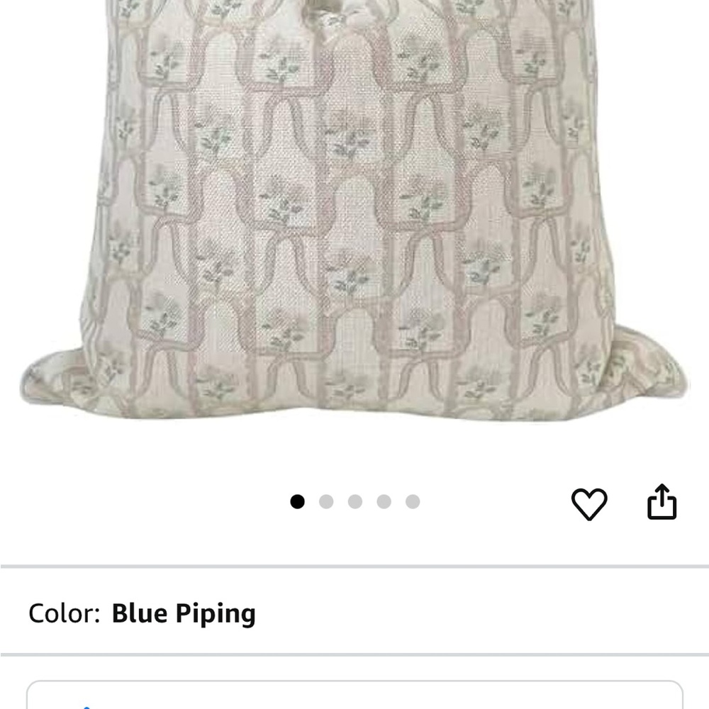 Elegant Floral Accent Pillow with Blue Piping